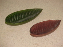 Wooden carved leaf shape bowl