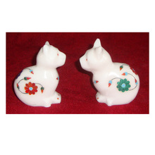 Marble inlay Cats Statue