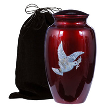 Red Adult Enamel Cremation Urn, Style : American Style