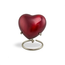 Red Heart Keepsake Urn with Stand, for Baby, Style : American Style