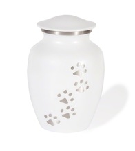 White Color Paw Print Pet funeral Urn