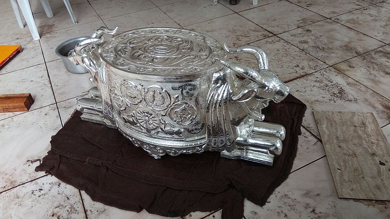 Money Box Wooden Silver Carving Work