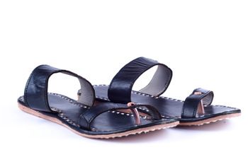 Black Leather Slippers