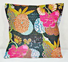 Embroidered Vintage Kantha cushion, Size : 40x40
