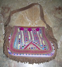 Handmade SUEDE LEATHER BANJARA HAND BAG, Gender : Women