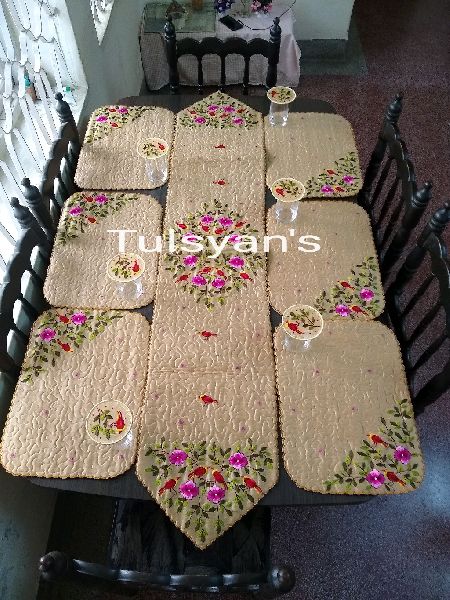 Embroidered dining table runner