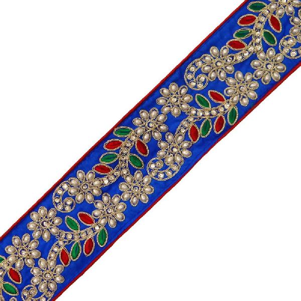 Floral Beaded Fabric Trim