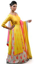 Yellow and Pink Lehnga, Feature : Breathable, Dry Cleaning, Eco-Friendly