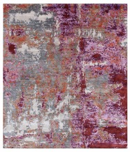 Abstract design handmade silk carpet, Pattern : Cut Pile