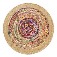 Cotton hemp round rug, for Bedroom, Commercial, Decorative, Home, Hotel, Pattern : FLATWOVEN