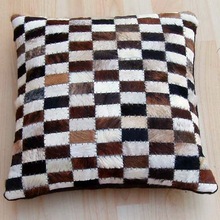 Square LEATHER CUSHION, for Chair, Decorative, Seat, Pattern : patchwork