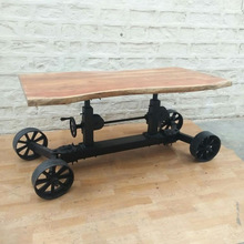 Train wheels Industrial Crank Table, for Furniture Usage, Color : Black