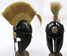 Black Greek Dragon Plume Armor Helmet