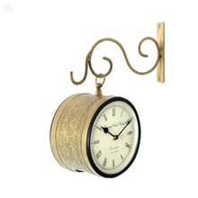 Brass embossed Double Side Station Wall Clock