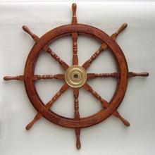 Brass Handle Wooden Ship Wheel, for Home Decoration, Feature : Europe