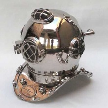 Brass Silver Finish Mark V Marine 18 inch Decorative Diver Helmet,