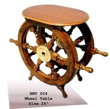 Rosewood Made Ship Wheel Table
