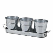 GALVANIZED METAL HERB POT SET, for Balcony Garden, Color : NATURAL