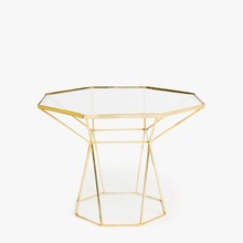 GOLD METAL TABLE WITH GLASS TOP