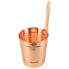 HAMMER FINISH COPPER SAUNA BUCKET, Color : NATURAL POLISH