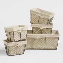 SQUARE IRON STORAGE BASKET WITH COTTON LINER, for DISPLAY, Feature : Eco-Friendly
