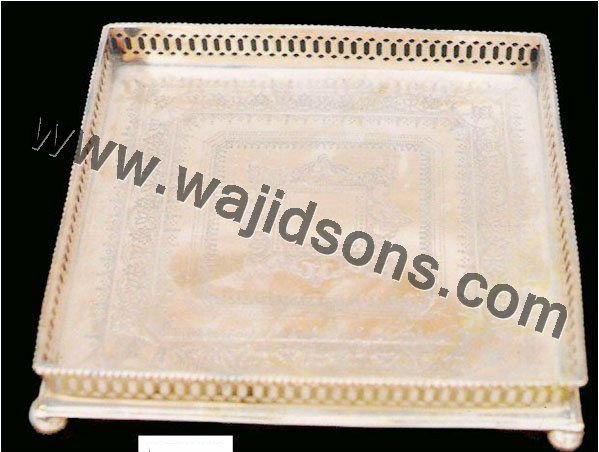 Metal Square Silver Plated Tray, for Home Decoration