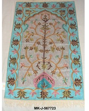 100% Wool Embroidered Acrylic Muslim Prayer Rug, Style : Mini