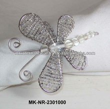 MKI Beaded Butterfly Napkin Ring, Color : Crystal