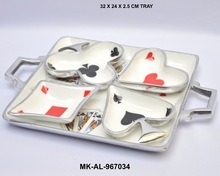 Playing Cards Shape Bowls Set With Tray