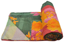 Vintage Kantha Quilt Plaids Gudri Reversible, Technics : Stitching