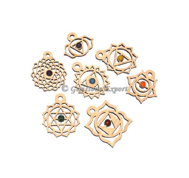 7 Chakra Wooden Pendants Sets