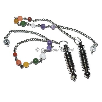 Twisted Black Metal Pendulums with Chakra chain