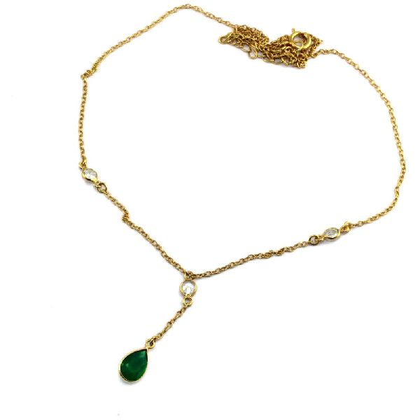 Green Onyx,Crystal Quartz Necklace