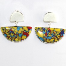 Brass Mosaic Turquoise Druzy Earring, Occasion : Anniversary