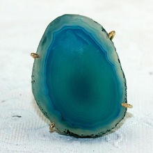 Natural Blue Agate Slice Ring