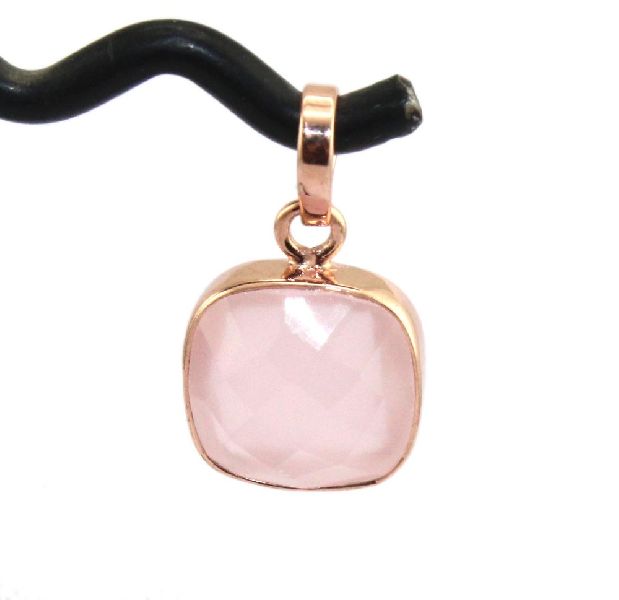 Rose Gold Plated Pink Chalcedony Pendant, Occasion : Party, Wedding, Casual, Everyday, Gifts