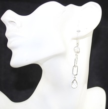 Silver Plated Crystal Quartz Earring