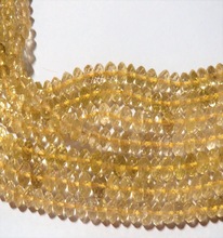 Lemon Topaz Faceted Rondelle Natural Stone Beads