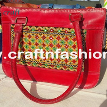 Embroidered Leather Handbag