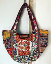 Gypsy Tribal Fringe Tote Bag, Color : Multi, Red, Rose Madder, Silver