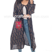 Print Cotton Long Jacket, Feature : Breathable, Eco-Friendly, Plus Size
