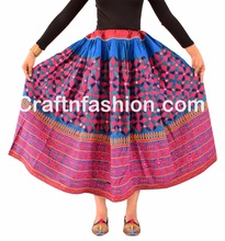 100% Cotton Rabari Mirror work Skirt, Technics : Embroidered