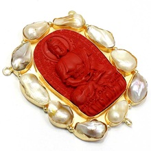 Gold Plated Lord Buddha Pearl Pendants, Occasion : Anniversary, Engagement, Gift, Party, Wedding