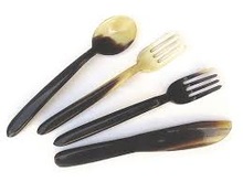 handmade horn cutlery like horn spoons, horn forks