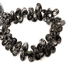 Black Rutile Quartz Briolette Beads