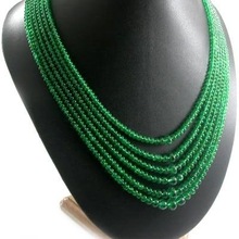 Emerald Multi Strand Bead Necklace, Color : Green