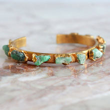 Natural Emerald Cuff Raw Stone Bracelet Bangle
