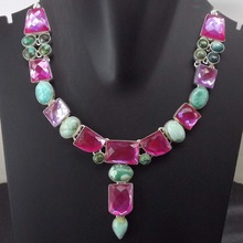 Pink Fire Glass Necklace