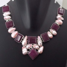 Ruby Pink Biwa Pearl Necklace