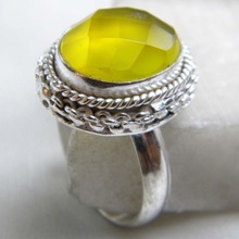 Yellow Onyx Checker Ring